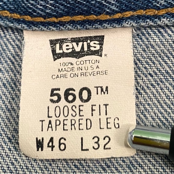 VTG 90’s Levi’s 560 Loose Fit Tapered Leg Distressed Jeans Men’s 45x31 USA Made - Picture 6 of 9